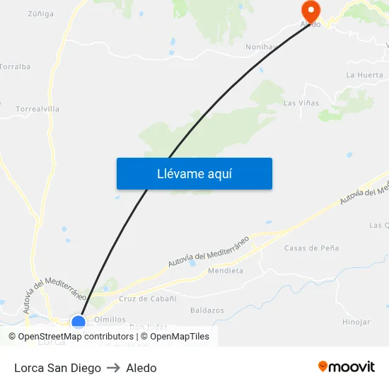 Lorca San Diego to Aledo map
