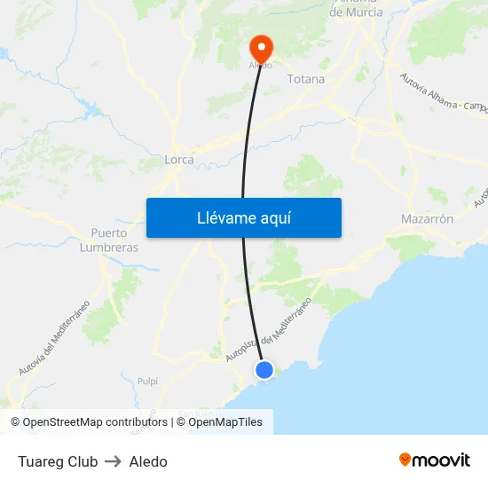 Tuareg Club to Aledo map
