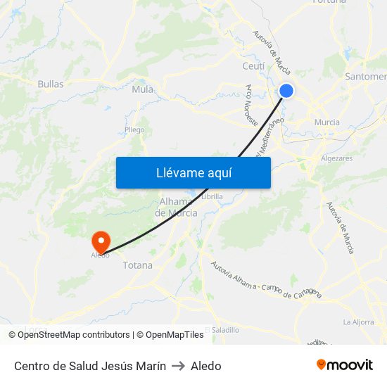 Centro de Salud Jesús Marín to Aledo map