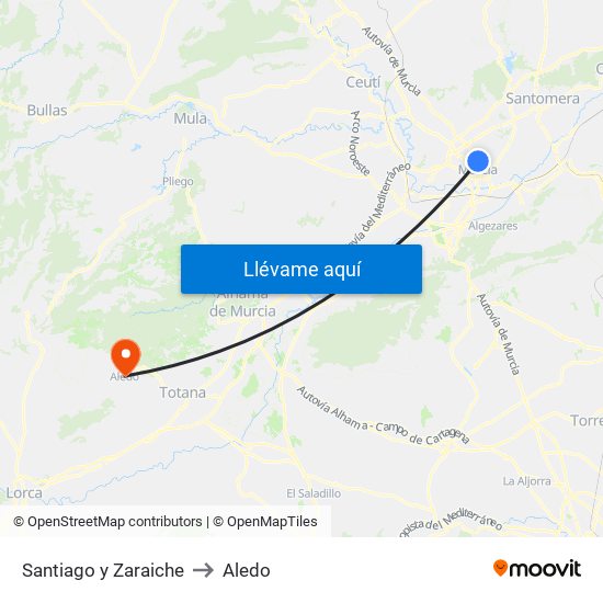 Santiago y Zaraiche to Aledo map