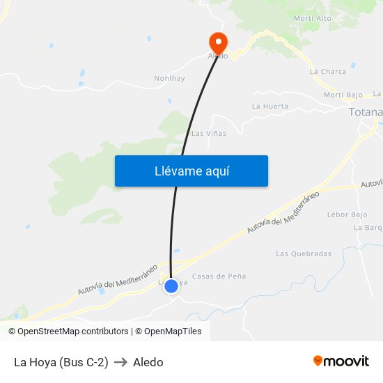 La Hoya (Bus C-2) to Aledo map