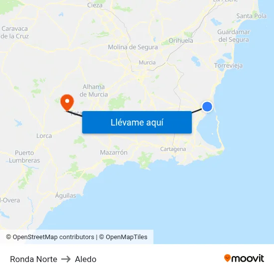 Ronda Norte to Aledo map