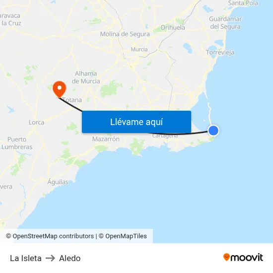 La Isleta to Aledo map