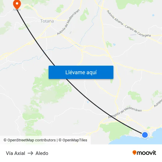 Vía Axial to Aledo map