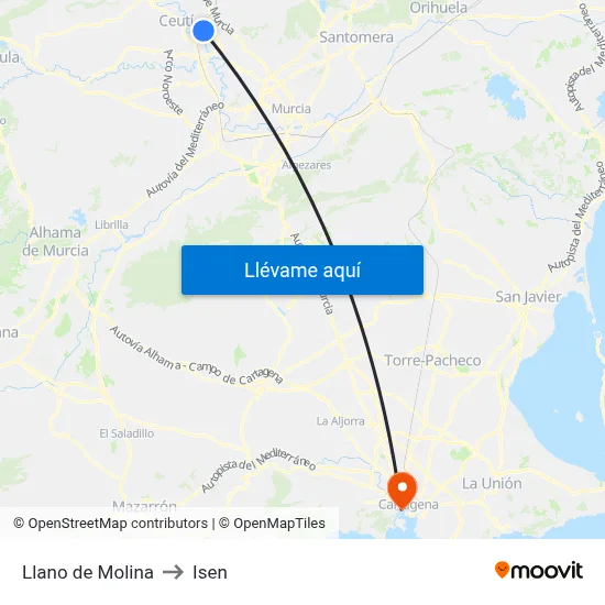 Llano de Molina to Isen map