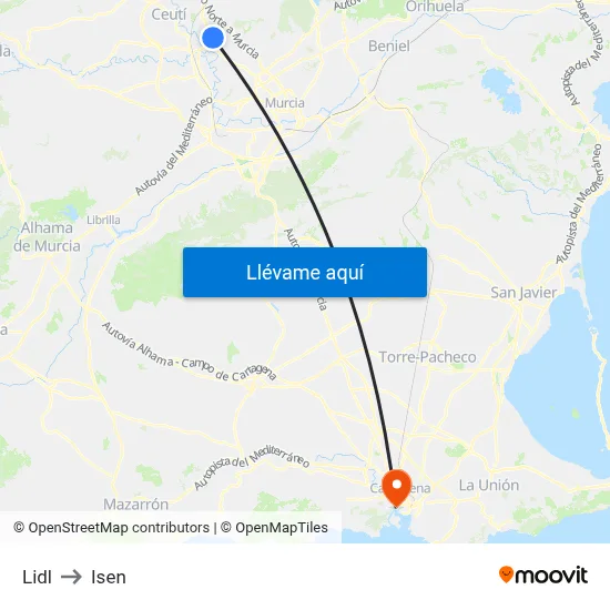 Lidl to Isen map