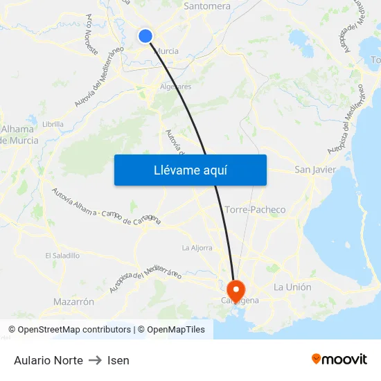 Aulario Norte to Isen map