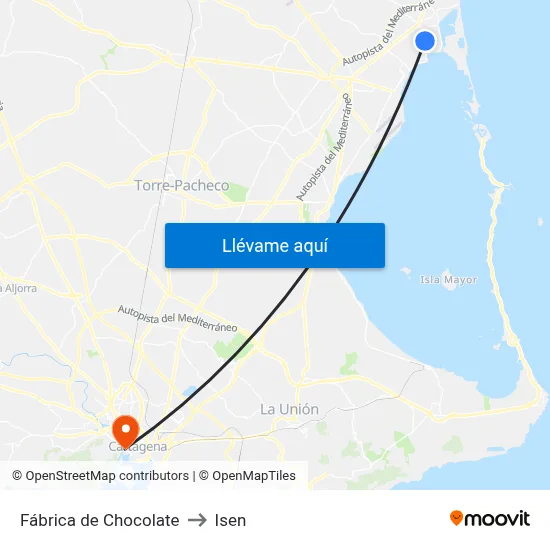 Fábrica de Chocolate to Isen map