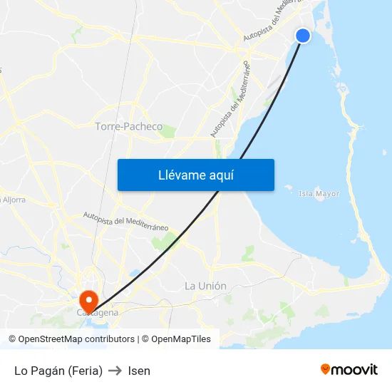 Lo Pagán (Feria) to Isen map