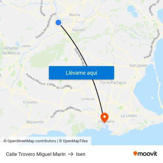 Calle Trovero Miguel Marín to Isen map