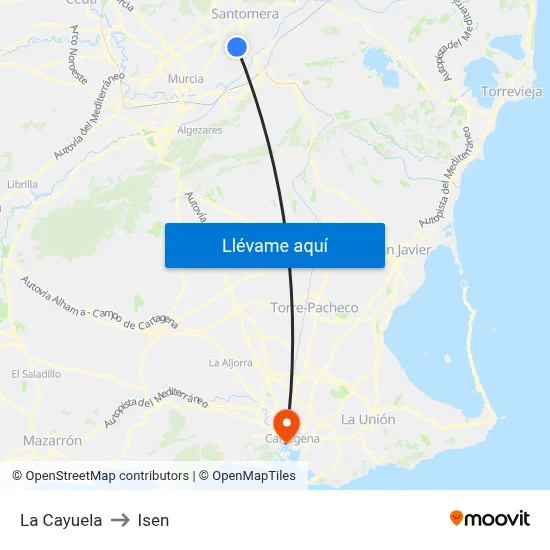 La Cayuela to Isen map