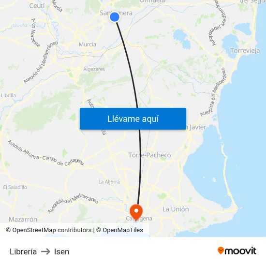 Librería to Isen map