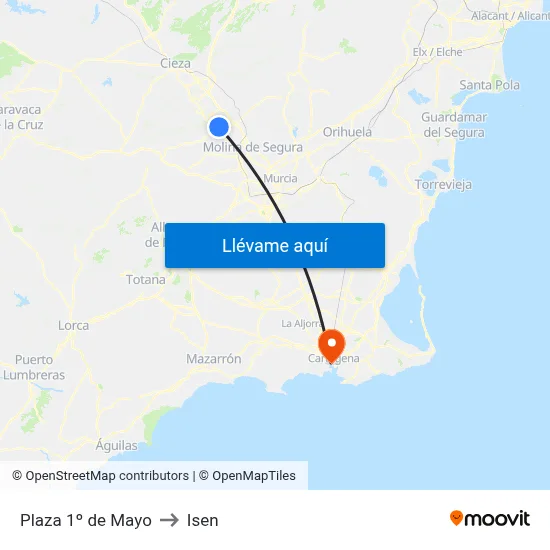 Plaza 1º de Mayo to Isen map