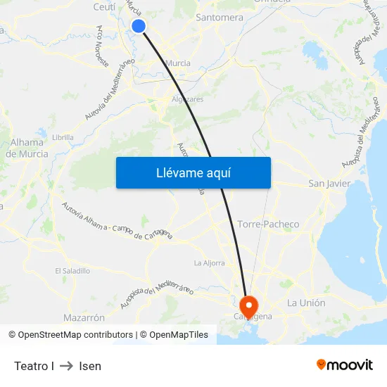 Teatro I to Isen map