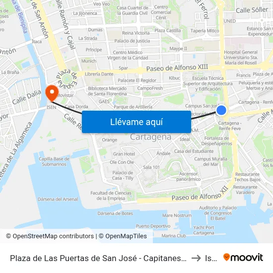 Plaza de Las Puertas de San José - Capitanes Ripoll to Isen map