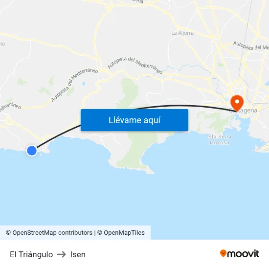 El Triángulo to Isen map