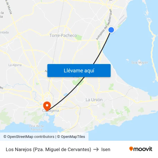 Los Narejos (Pza. Miguel de Cervantes) to Isen map