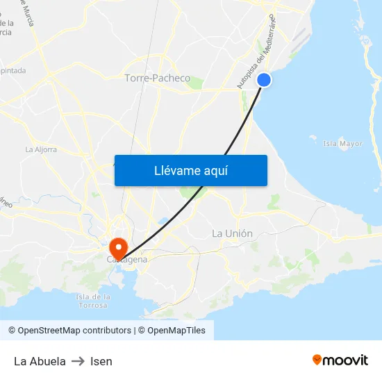 La Abuela to Isen map