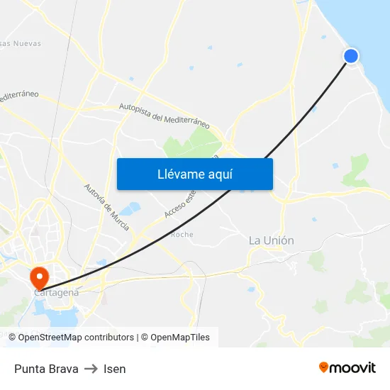 Punta Brava to Isen map