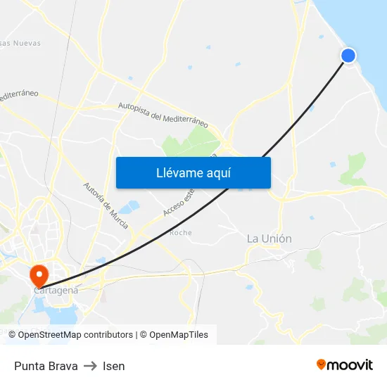 Punta Brava to Isen map