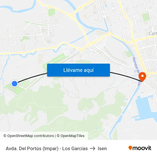Avda. Del Portús (Impar) - Los Garcías to Isen map