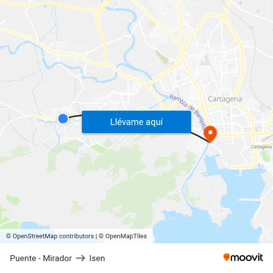 Puente - Mirador to Isen map