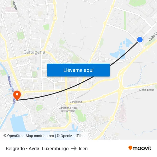Belgrado - Avda. Luxemburgo to Isen map
