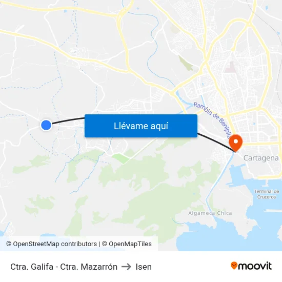 Ctra. Galifa - Ctra. Mazarrón to Isen map
