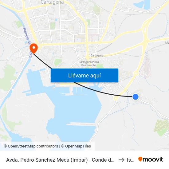 Avda. Pedro Sánchez Meca (Impar) - Conde de Ricla to Isen map