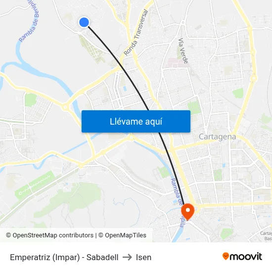 Emperatriz (Impar) - Sabadell to Isen map