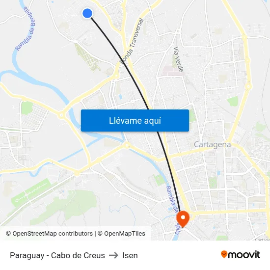 Paraguay - Cabo de Creus to Isen map