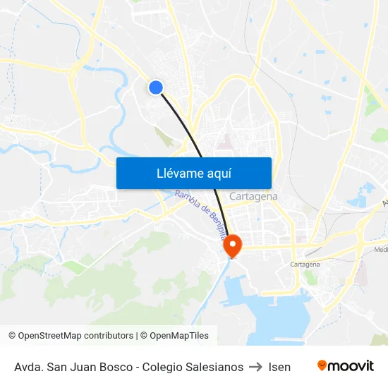 Avda. San Juan Bosco - Colegio Salesianos to Isen map