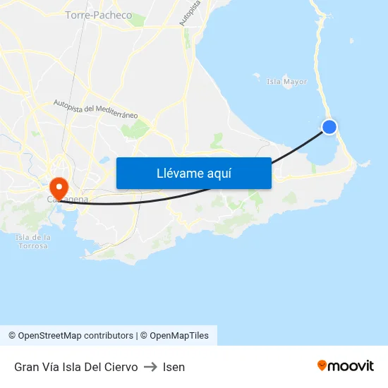 Gran Vía Isla Del Ciervo to Isen map