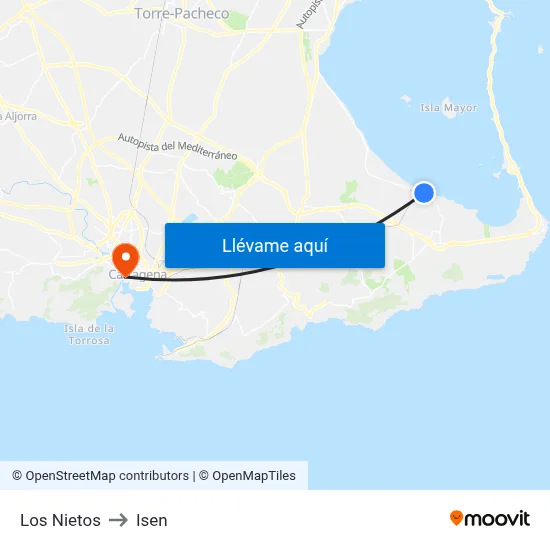Los Nietos to Isen map