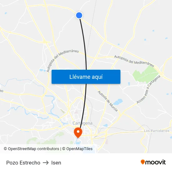 Pozo Estrecho to Isen map