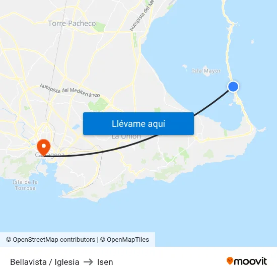 Bellavista / Iglesia to Isen map