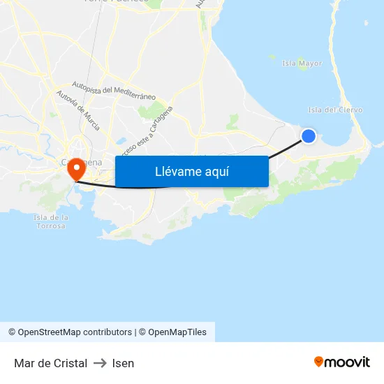 Mar de Cristal to Isen map