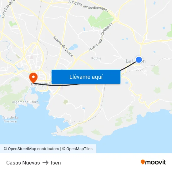 Casas Nuevas to Isen map