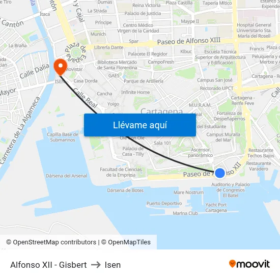 Alfonso XII - Gisbert to Isen map