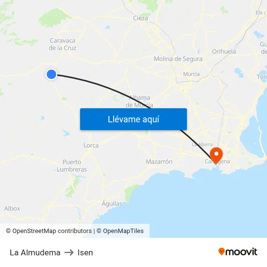 La Almudema to Isen map