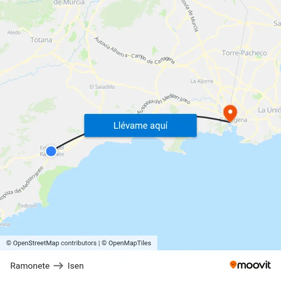 Ramonete to Isen map