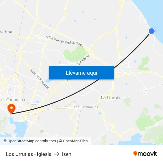Los Urrutias - Iglesia to Isen map