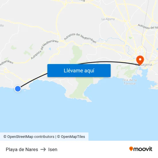 Playa de Nares to Isen map