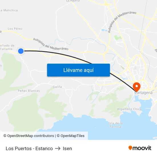 Los Puertos - Estanco to Isen map