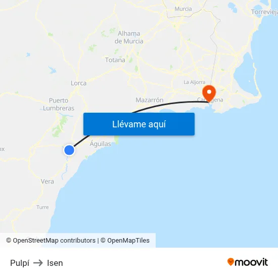 Pulpí to Isen map