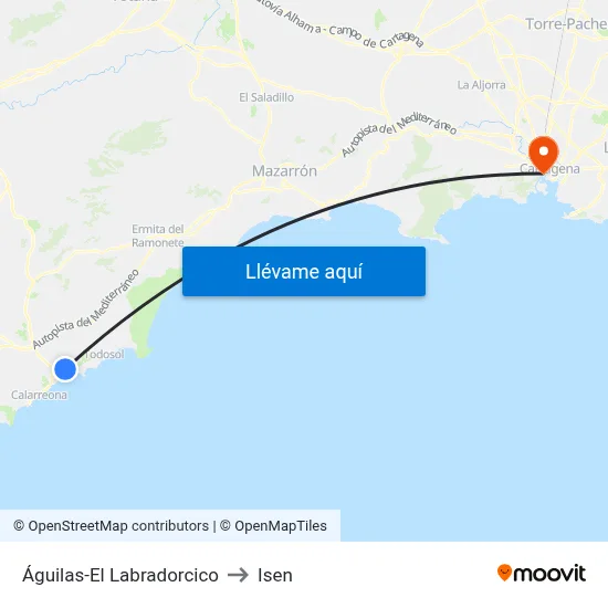 Águilas-El Labradorcico to Isen map