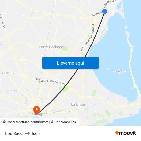 Los Sáez to Isen map