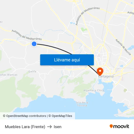 Muebles Lara (Frente) to Isen map