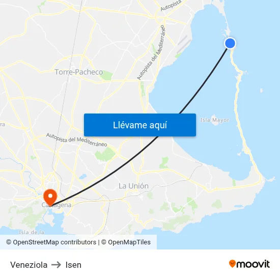 Veneziola to Isen map