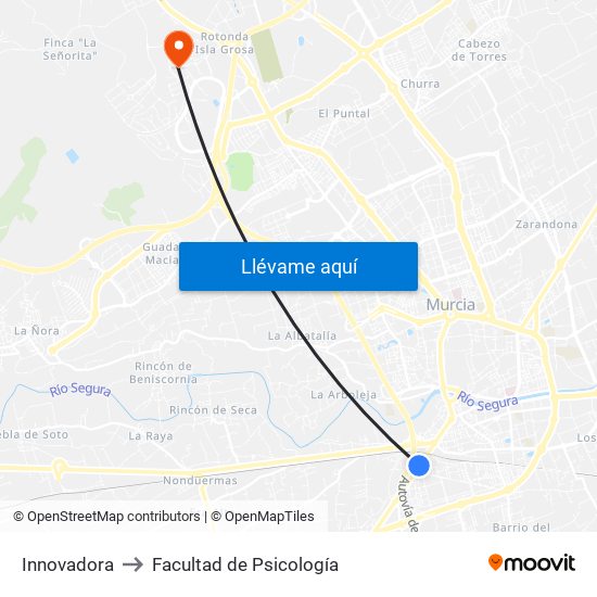 Innovadora to Facultad de Psicología map